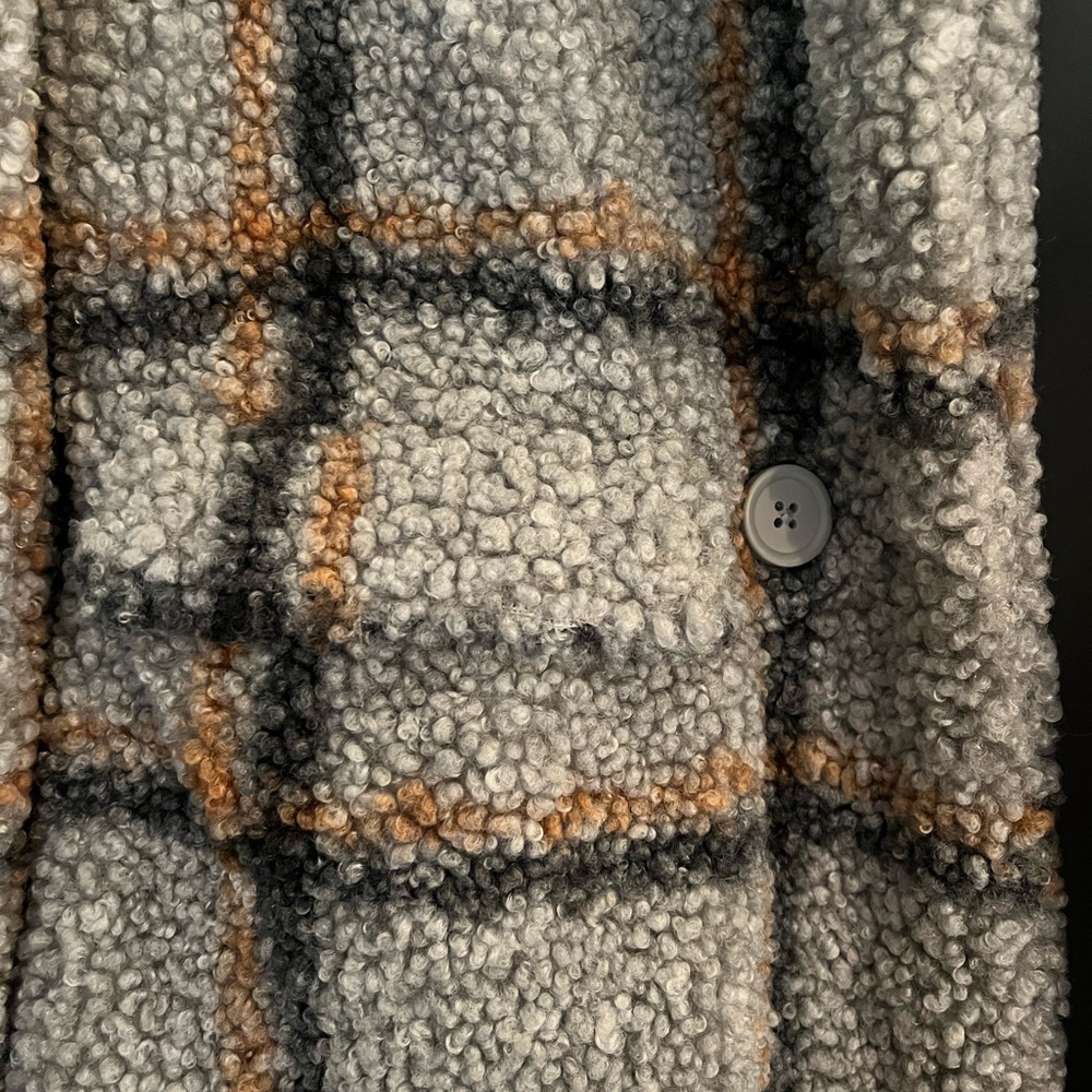 Gray Plaid Teddy Jacket - image 3